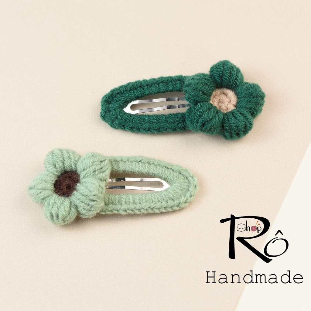 Set 2 kẹp tóc bông hoa len dễ thương cho nữ và bé gái |Cặp tóc mái xinh xắn |Shop Rô Handmade - Ảnh 5