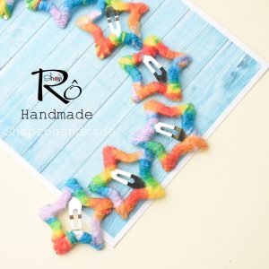 Kẹp tóc mái hình ngôi sao năm cánh cho bé gái 3cm |Cặp tóc trái tim nhiều màu |Shop Rô Handmade