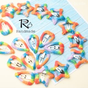 Alternative view of Kẹp tóc mái hình ngôi sao năm cánh cho bé gái 3cm |Cặp tóc trái tim nhiều màu |Shop Rô Handmade