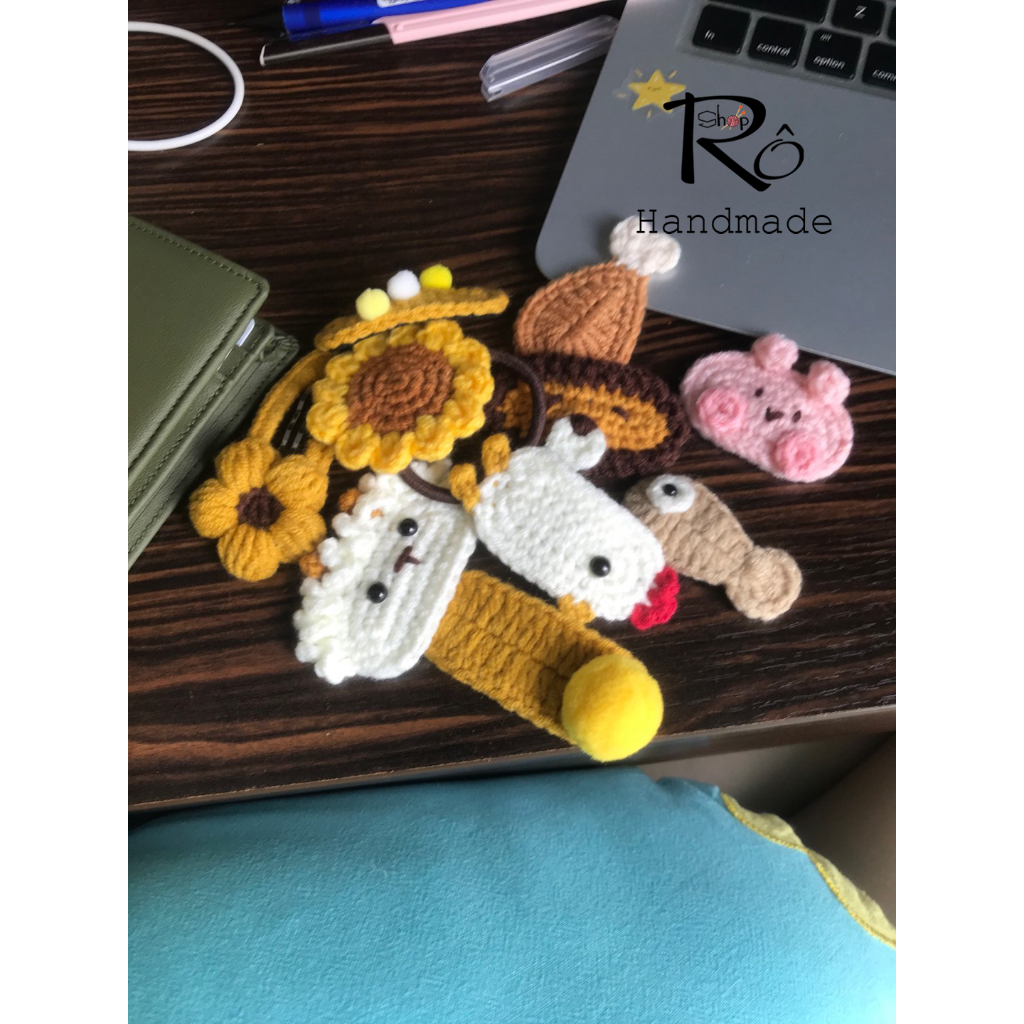 Kẹp tóc thỏ hồng dễ thương cho nữ và bé gái 5.5cm |Cặp tóc len 5.5cm |Shop Rô Handmade - Ảnh 6
