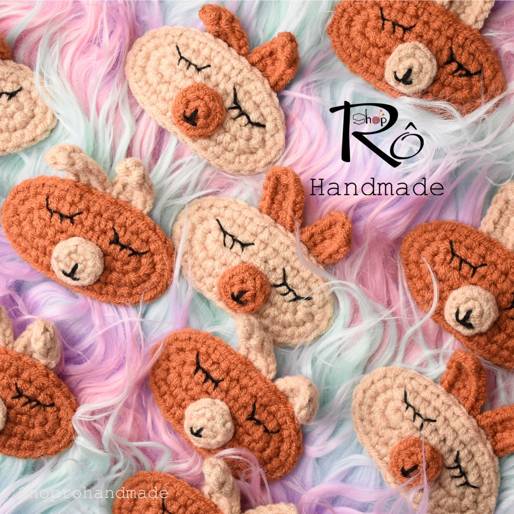Kẹp tóc thỏ nâu cute bằng len cho nữ và bé gái 5.5cm |Cặp tóc mái xinh xắn |Shop Rô Handmade