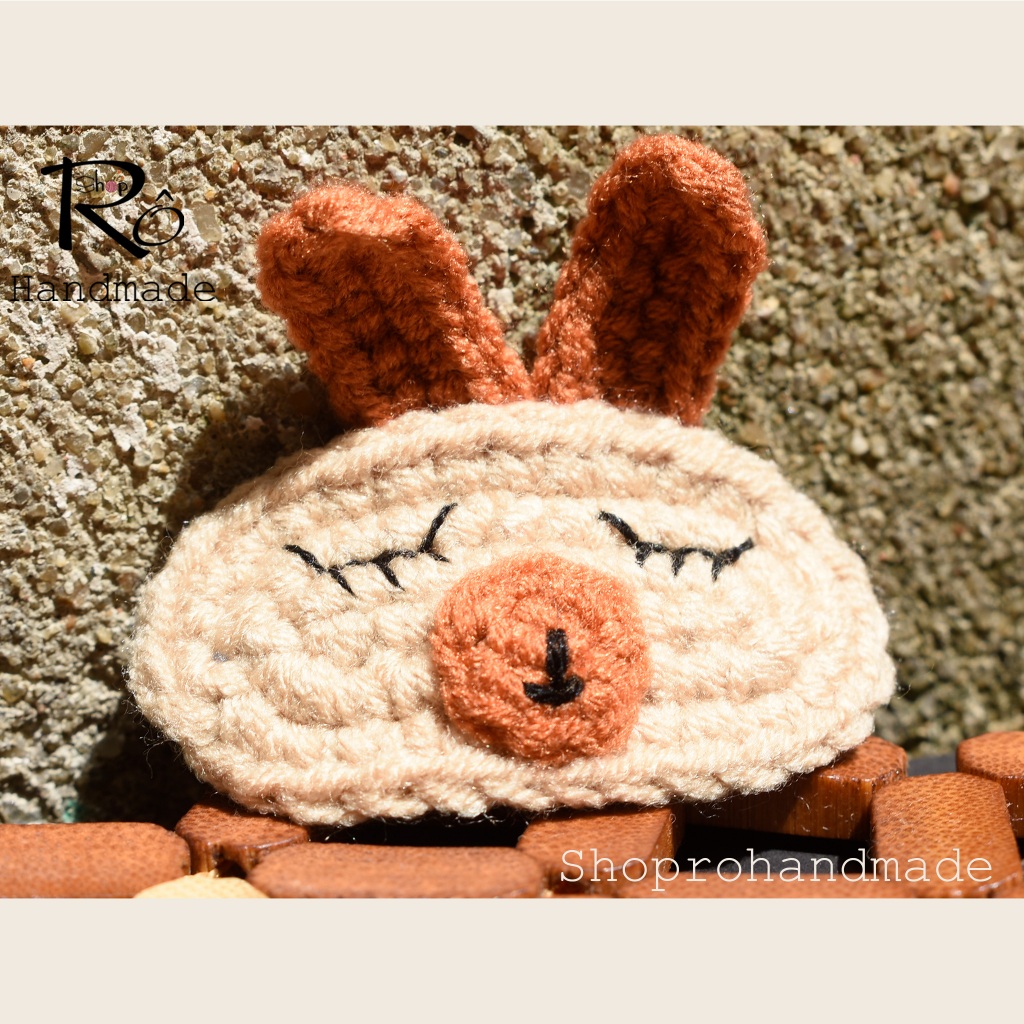 Kẹp tóc thỏ nâu cute bằng len cho nữ và bé gái 5.5cm |Cặp tóc mái xinh xắn |Shop Rô Handmade - Ảnh 3