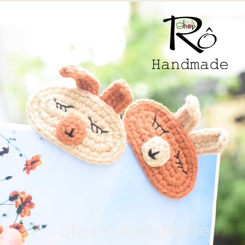 Kẹp tóc thỏ nâu cute bằng len cho nữ và bé gái 5.5cm |Cặp tóc mái xinh xắn |Shop Rô Handmade - Ảnh 4