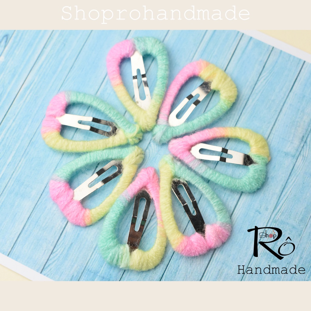 Kẹp tóc hình ngôi sao năm cánh len cute cho bé gái 3cm |Cặp tóc mái bên đẹp |Shop Rô Handmade - Ảnh 6