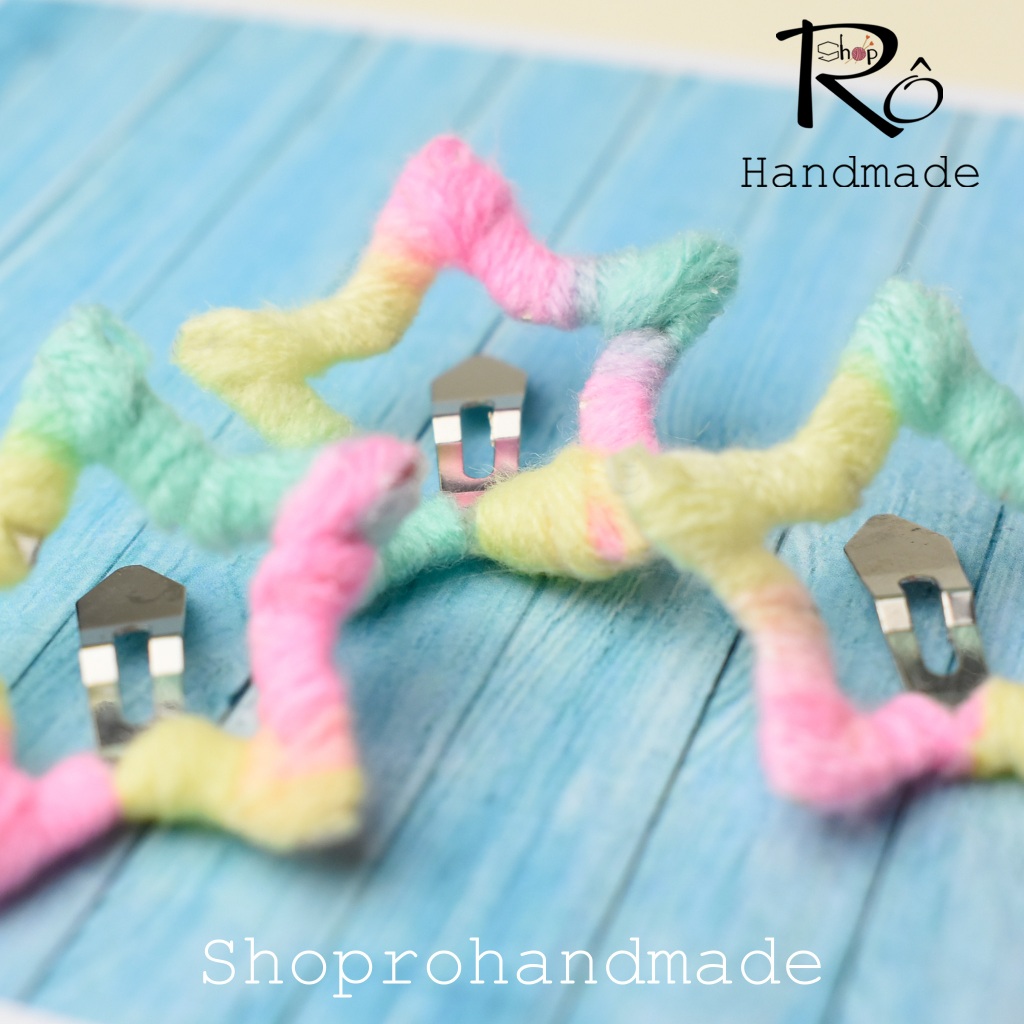 Kẹp tóc hình ngôi sao năm cánh len cute cho bé gái 3cm |Cặp tóc mái bên đẹp |Shop Rô Handmade - Ảnh 7