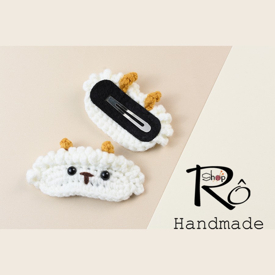 Kẹp tóc con cừu bông dễ thương cho nữ và bé gái 6cm |Cặp tóc mái len Handmade |Shop Rô Handmade