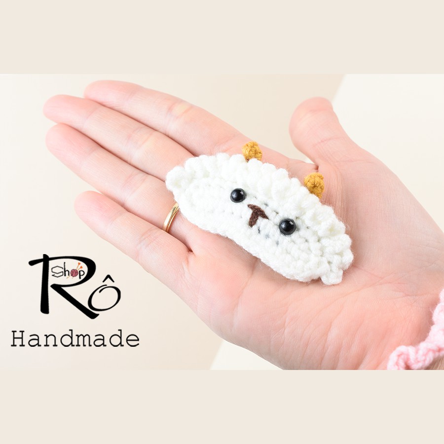 Kẹp tóc con cừu bông dễ thương cho nữ và bé gái 6cm |Cặp tóc mái len Handmade |Shop Rô Handmade - Ảnh 3