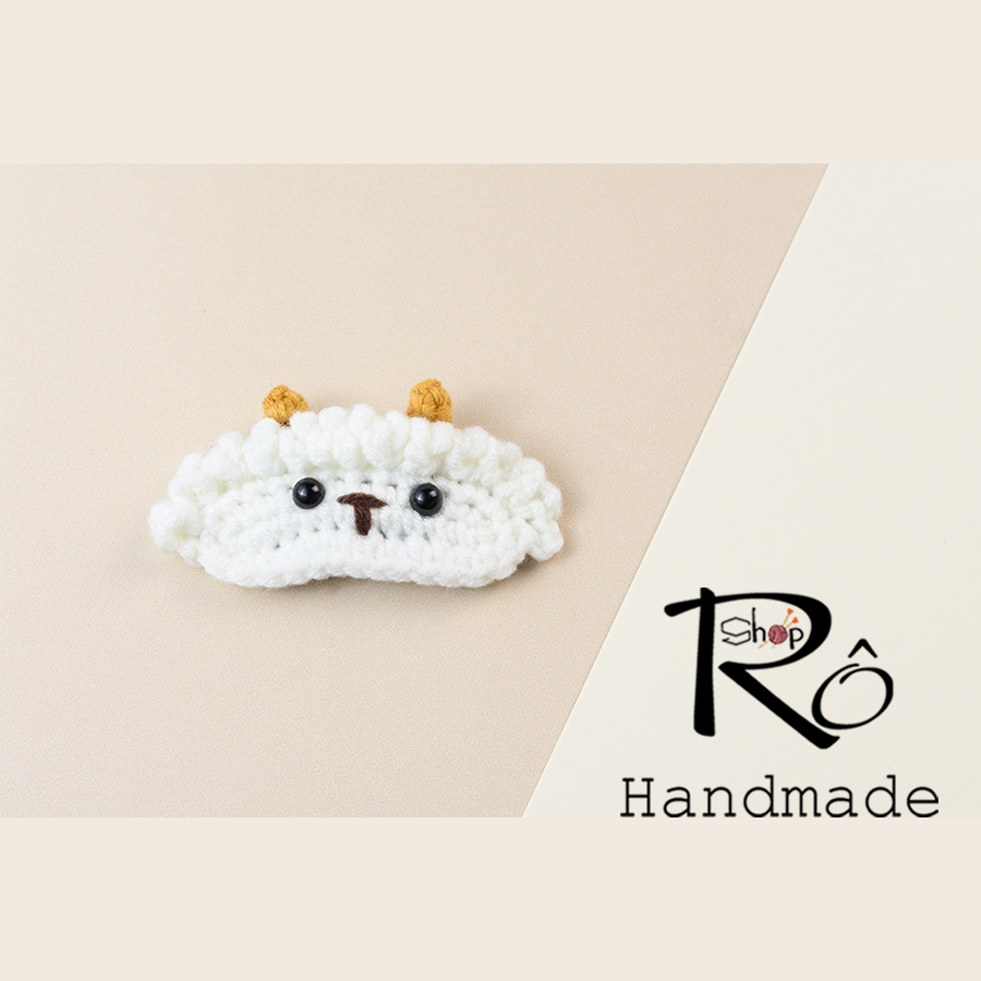 Kẹp tóc con cừu bông dễ thương cho nữ và bé gái 6cm |Cặp tóc mái len Handmade |Shop Rô Handmade - Ảnh 5