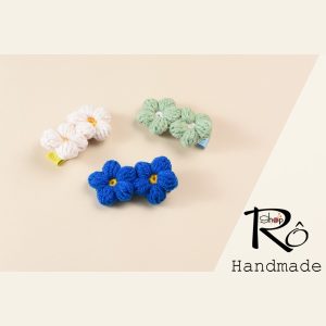 Alternative view of Kẹp tóc mỏ vịt bông hoa đôi tiểu thư xinh xắn cho nữ và bé gái 5.5cm |Cặp tóc len |Shop Rô Handmade
