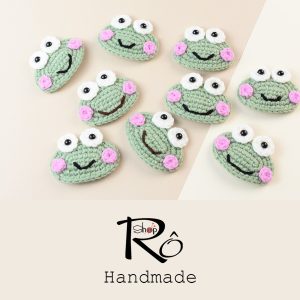 Kẹp tóc mái ếch xanh len cute cho nữ và bé gái 6cm |Cặp tóc mái Handmade dễ thương |Shop Rô Handmade