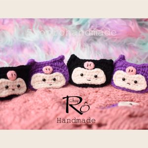 Kẹp tóc Kuromi siêu cute cho nữ và bé gái 6cm |Cặp tóc len phong cách đáng yêu |Shop Rô Handmade