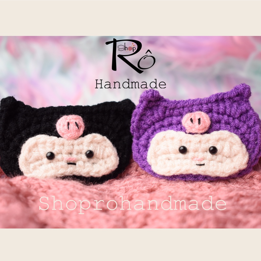 Kẹp tóc Kuromi siêu cute cho nữ và bé gái 6cm |Cặp tóc len phong cách đáng yêu |Shop Rô Handmade - Ảnh 4