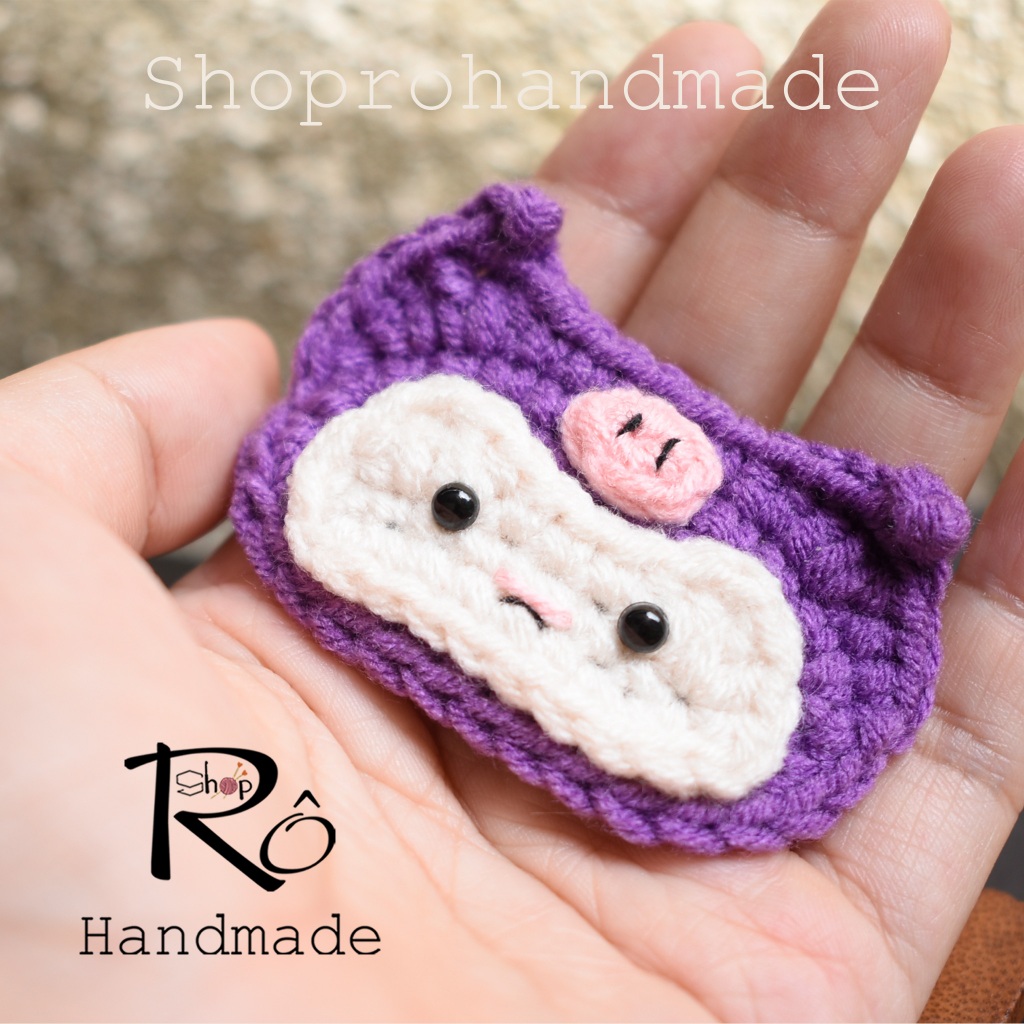 Kẹp tóc Kuromi siêu cute cho nữ và bé gái 6cm |Cặp tóc len phong cách đáng yêu |Shop Rô Handmade - Ảnh 5
