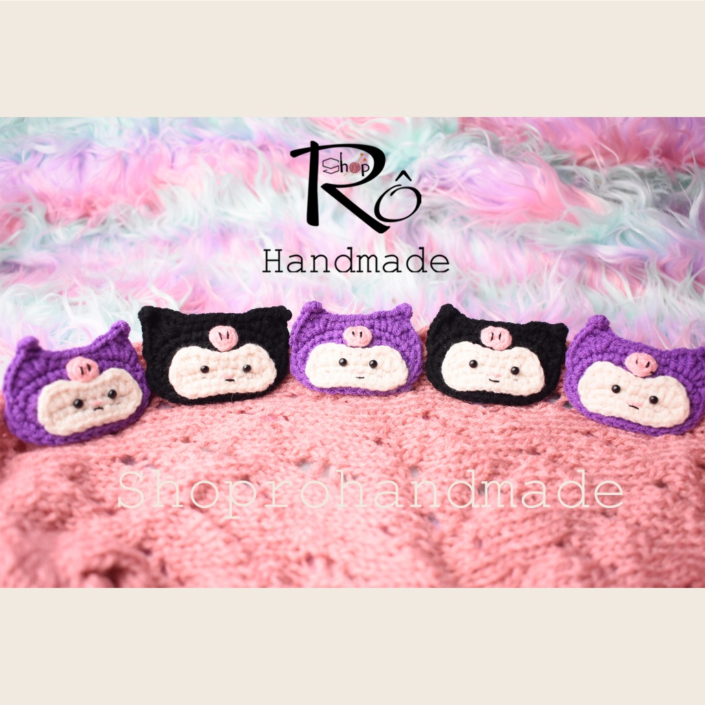 Kẹp tóc Kuromi siêu cute cho nữ và bé gái 6cm |Cặp tóc len phong cách đáng yêu |Shop Rô Handmade - Ảnh 6