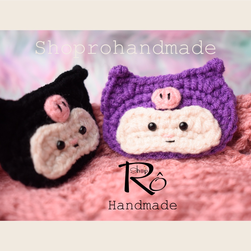 Kẹp tóc Kuromi siêu cute cho nữ và bé gái 6cm |Cặp tóc len phong cách đáng yêu |Shop Rô Handmade - Ảnh 7