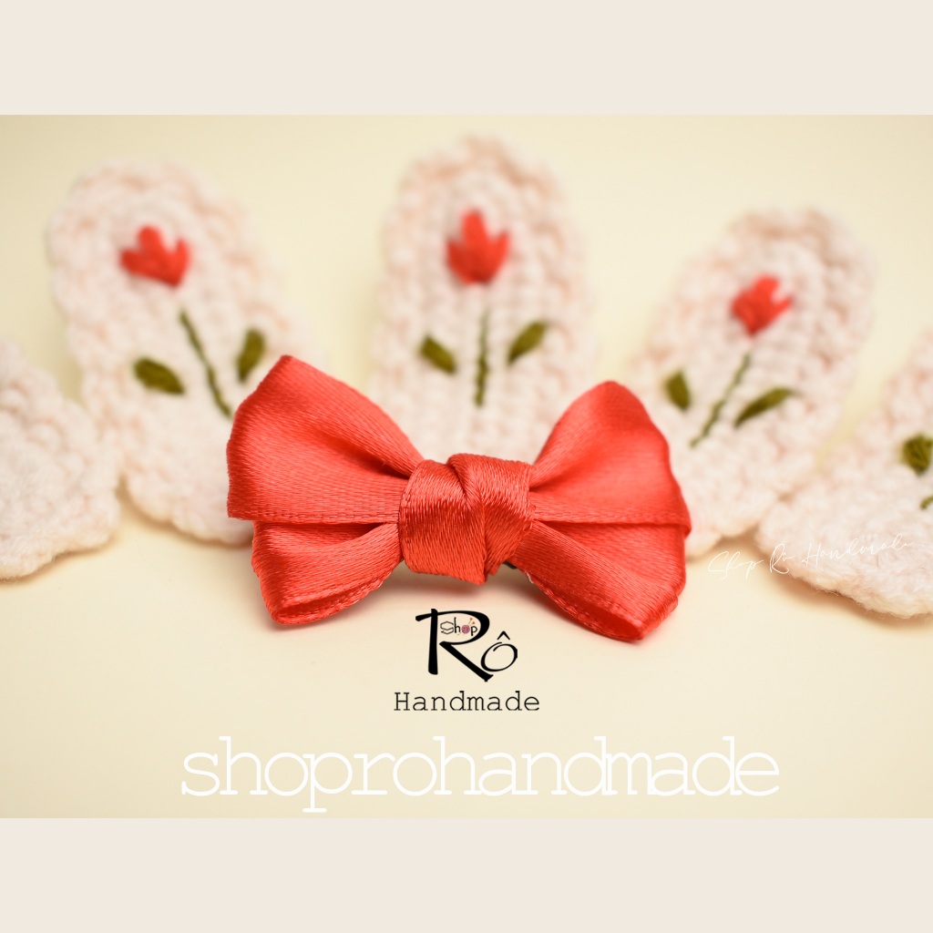 Kẹp tóc hoa tulip len thêu đẹp phong cách Hàn Quốc 5.5cm |Phụ kiện tóc mái xinh xắn|Shop Rô Handmade - Ảnh 4
