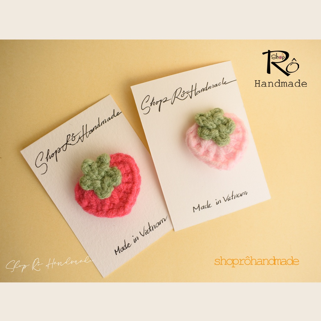 Ghim cài áo trái dâu ngọt ngào xinh yêu 3cm |Pin, trâm cài balo, cặp, huy hiệu |Shop Rô Handmade - Ảnh 8