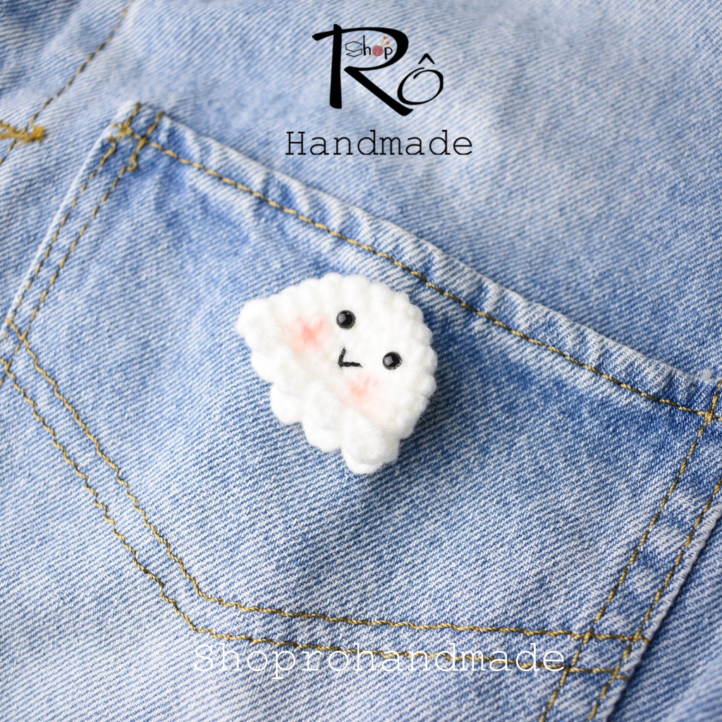 Ghim cài áo Hồn Ma tinh nghịch dễ thương 3cm |Pin, trâm cài balo, cặp, huy hiệu |Shop Rô Handmade - Ảnh 3
