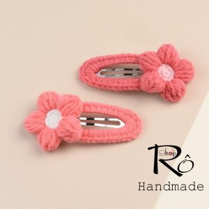 Set 2 kẹp tóc bông hoa len dễ thương cho nữ và bé gái |Cặp tóc mái xinh xắn |Shop Rô Handmade