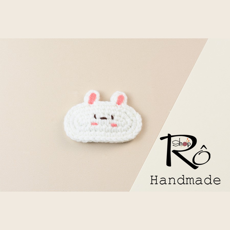 Kẹp tóc thỏ Stella Lou màu trắng đáng yêu 6cm cho nữ và bé gái 6cm |Cặp tóc len |Shop Rô Handmade - Ảnh 2