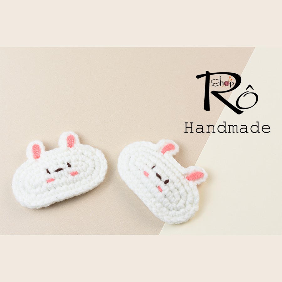 Kẹp tóc thỏ Stella Lou màu trắng đáng yêu 6cm cho nữ và bé gái 6cm |Cặp tóc len |Shop Rô Handmade - Ảnh 3