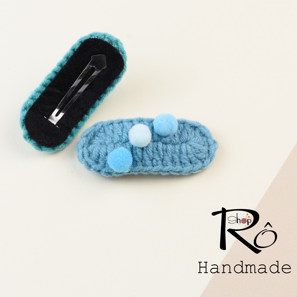 Set 2 kẹp tóc bông hoa nhỏ và pom pom cho nữ và bé gái 5cm |Cặp tóc len xinh xắn |Shop Rô Handmade - Ảnh 6