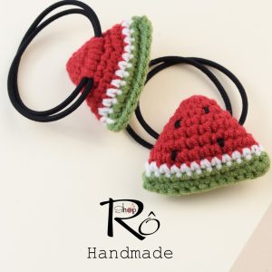 Dây buộc tóc miếng dưa hấu đỏ xinh cho nữ và bé gái 5cm |Đồ cột tóc trái cây |Shop Rô Handmade