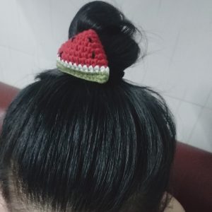 Alternative view of Dây buộc tóc miếng dưa hấu đỏ xinh cho nữ và bé gái 5cm |Đồ cột tóc trái cây  |Shop Rô Handmade