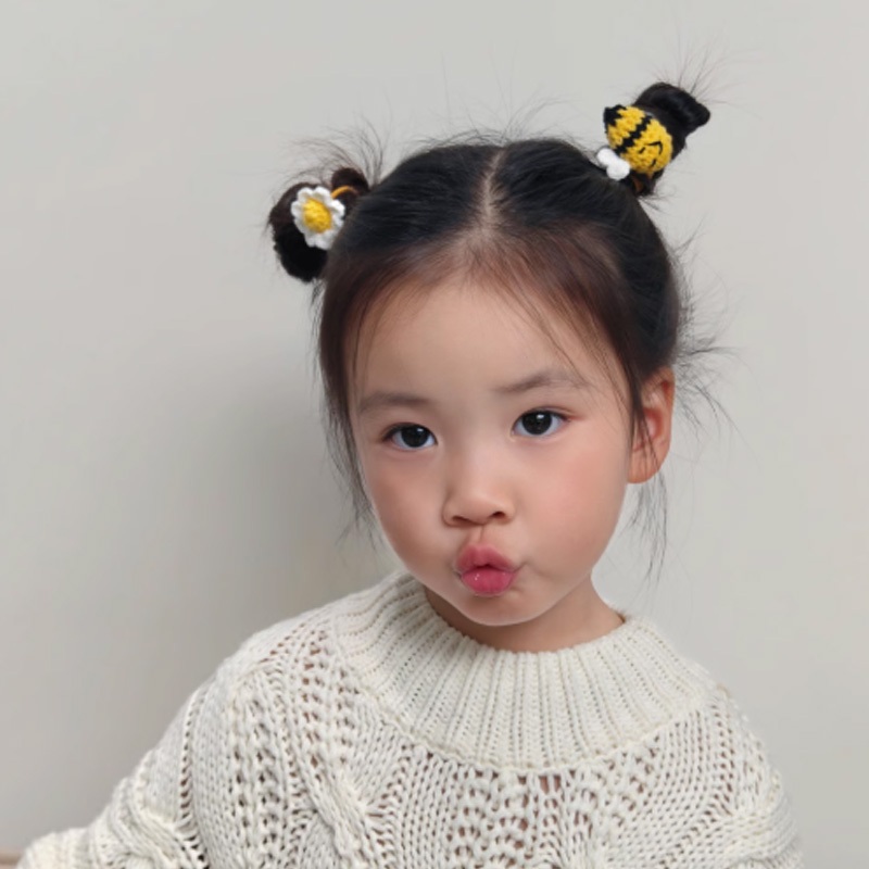 Dây buộc tóc bông hoa len nhỏ xinh xắn cho nữ và bé gái 5cm |Đồ cột tóc dễ thương |Shop Rô Handmade - Ảnh 2