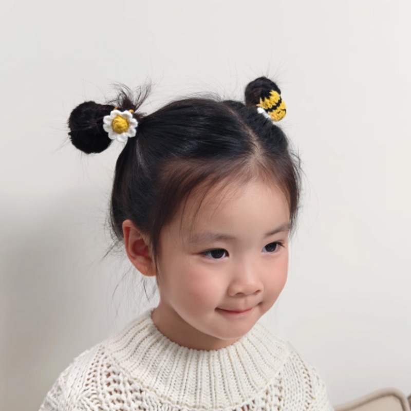 Dây buộc tóc bông hoa len nhỏ xinh xắn cho nữ và bé gái 5cm |Đồ cột tóc dễ thương |Shop Rô Handmade - Ảnh 3
