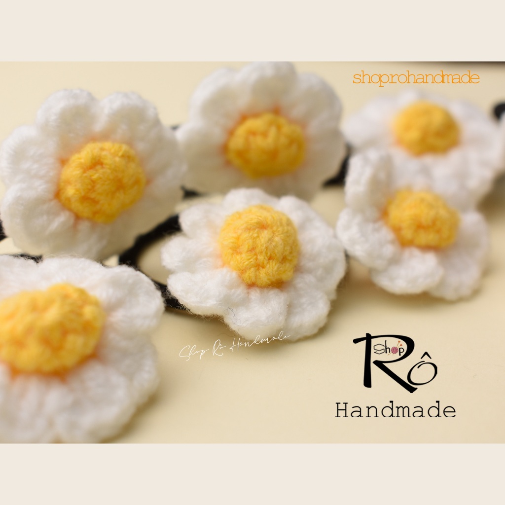 Dây buộc tóc bông hoa len nhỏ xinh xắn cho nữ và bé gái 5cm |Đồ cột tóc dễ thương |Shop Rô Handmade - Ảnh 6