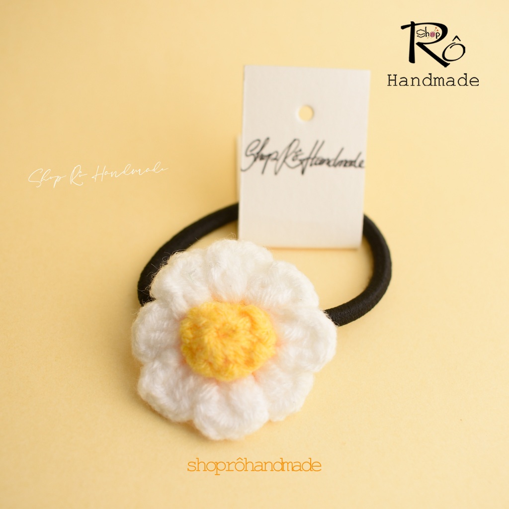 Dây buộc tóc bông hoa len nhỏ xinh xắn cho nữ và bé gái 5cm |Đồ cột tóc dễ thương |Shop Rô Handmade - Ảnh 7