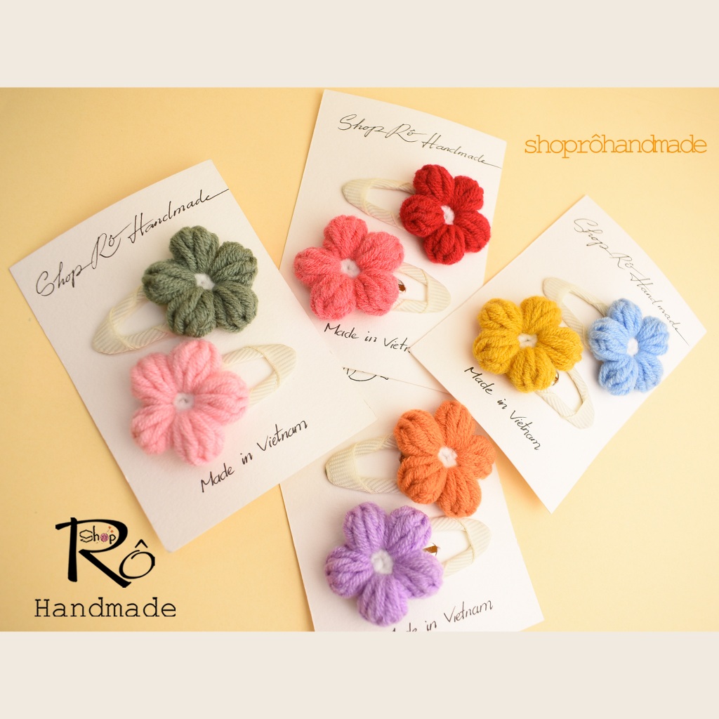 Kẹp tóc hoa cúc len size to nhiều tone màu rực rỡ cho nữ và bé gái siêu xinh 5.5cm |Shop Rô Handmade - Ảnh 3