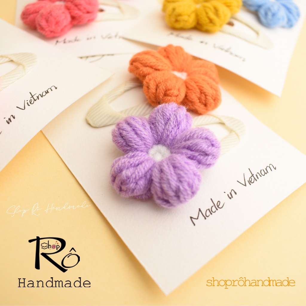 Kẹp tóc hoa cúc len size to nhiều tone màu rực rỡ cho nữ và bé gái siêu xinh 5.5cm |Shop Rô Handmade - Ảnh 4