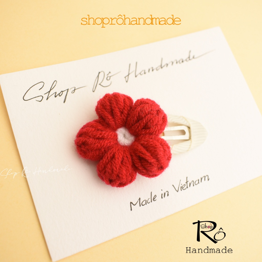 Kẹp tóc hoa cúc len size to nhiều tone màu rực rỡ cho nữ và bé gái siêu xinh 5.5cm |Shop Rô Handmade - Ảnh 5