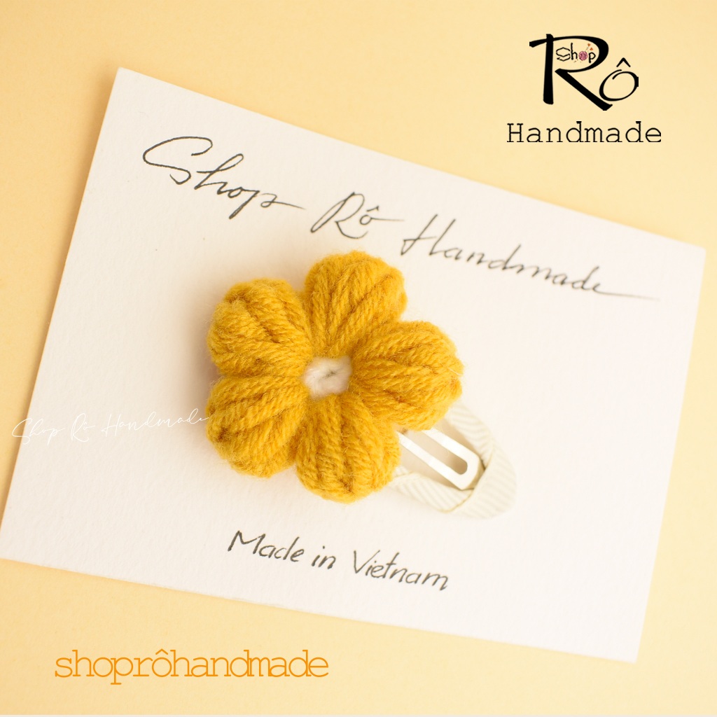 Kẹp tóc hoa cúc len size to nhiều tone màu rực rỡ cho nữ và bé gái siêu xinh 5.5cm |Shop Rô Handmade - Ảnh 6