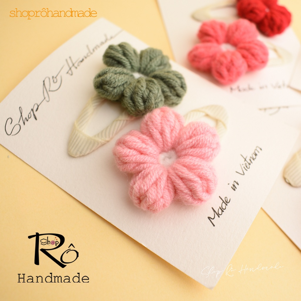 Kẹp tóc hoa cúc len size to nhiều tone màu rực rỡ cho nữ và bé gái siêu xinh 5.5cm |Shop Rô Handmade - Ảnh 7