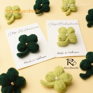 Ghim cài áo cỏ 4 lá may mắn 3cm|Pin, trâm cài balo, cặp,huy hiệu|Shop Rô Handmade
