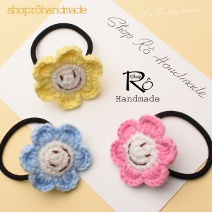Alternative view of Dây buộc tóc bông hoa mặt cười vui vẻ cho bé gái xinh xắn 5cm |Đồ cột tóc thanh lịch |Shop Rô Handmade