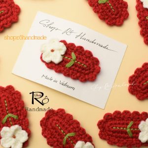 Alternative view of Kẹp tóc Noel cây bông hoa nhỏ bằng len xinh xắn cho nữ và bé gái 5.5cm |Cặp tóc mái đẹp |Shop Rô Handmade