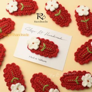 Kẹp tóc Noel cây bông hoa nhỏ bằng len xinh xắn cho nữ và bé gái 5.5cm |Cặp tóc mái đẹp |Shop Rô Handmade