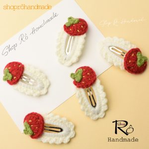 Kẹp tóc dâu tây Hàn quốc cho bé 5,5cm|Cặp tóc mái đáng yêu |Shop Rô Handmade