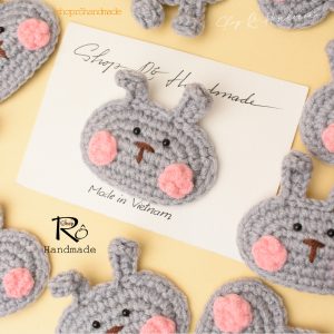 Alternative view of Kẹp tóc thỏ xám má hồng nhạt cho nữ và bé gái siêu xinh 6cm |Shop Rô Handmade